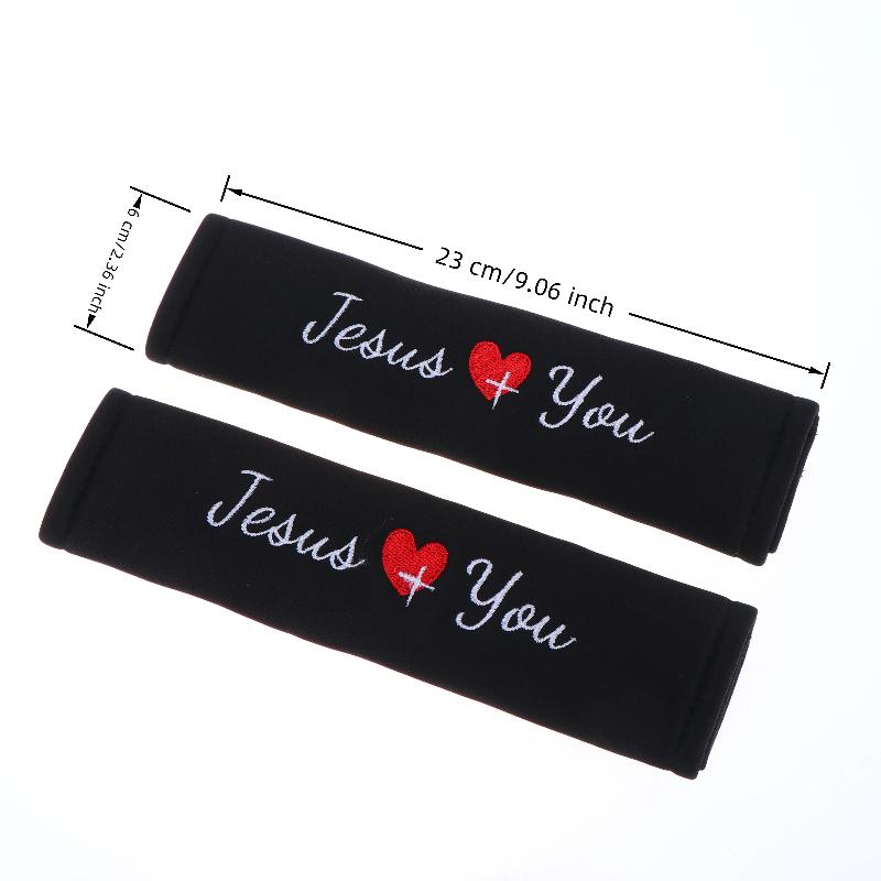 Loves You Car Seat Belt Shoulder Pads With Embroidered Heart Seat Belt Protector Pad Interior Decoration For Enhanced Driv