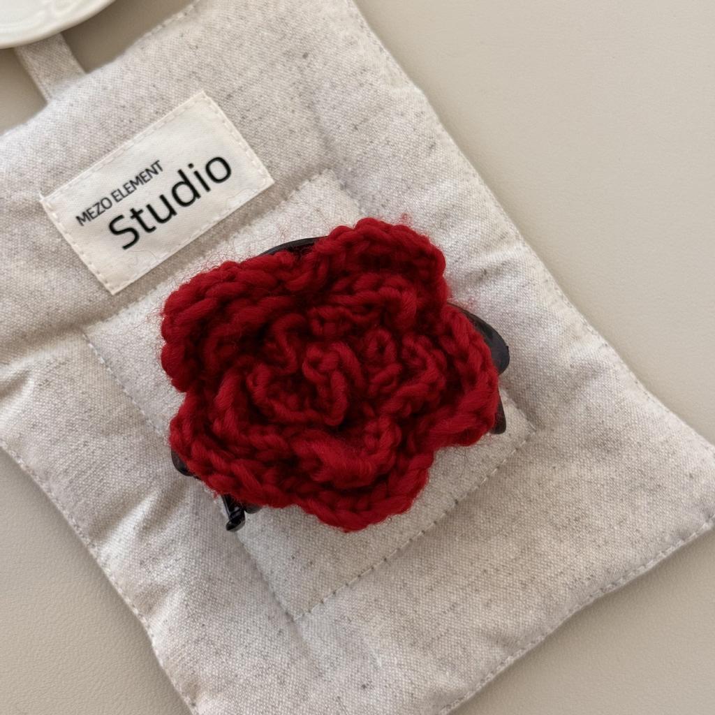 Red Rose, Gold Label Velvet Hair Band, Elegant Wool, Flower, Leather Band, Hair Tie, Hair Accessory and Headwear