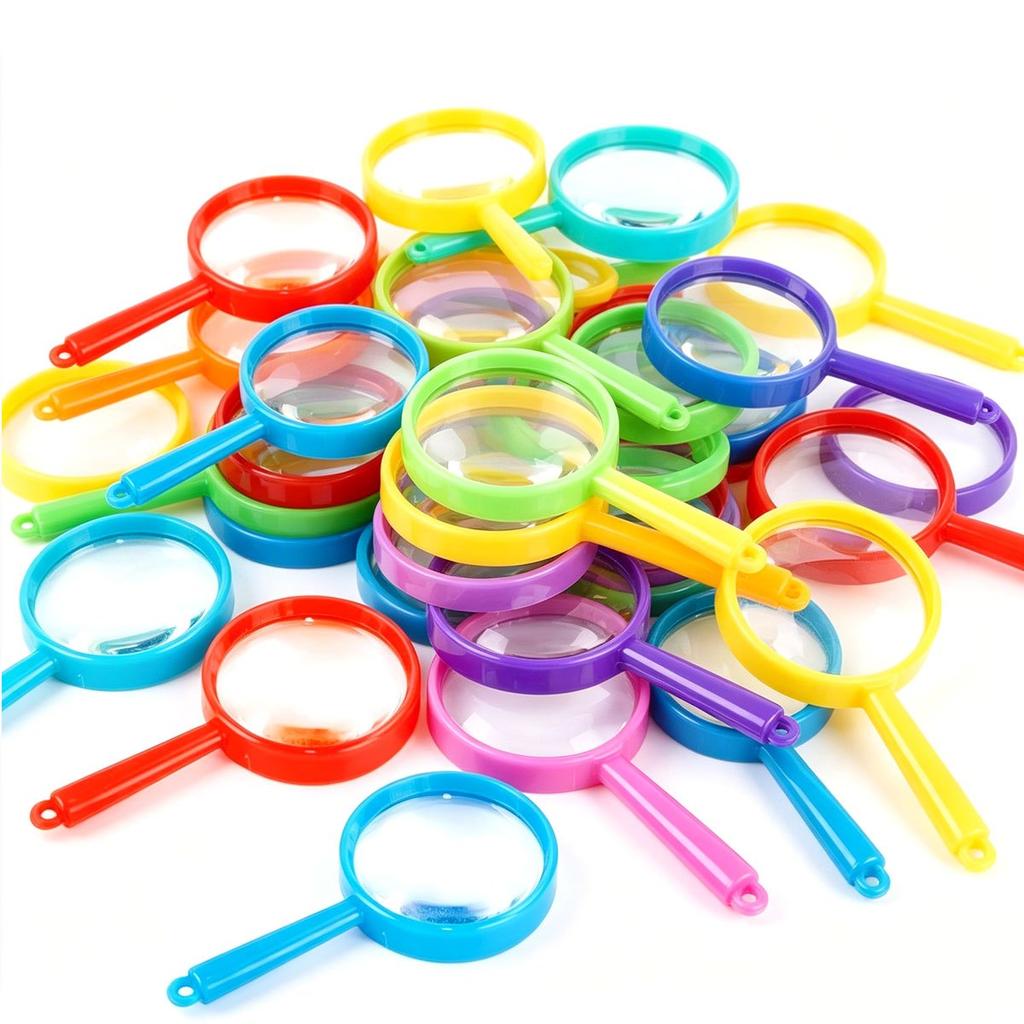 48pcs 2inch Plastic Handheld Magnifiers - Colorful Magnifying Glasses with Clear Lens for Outdoor Nature Exploration, ZSY