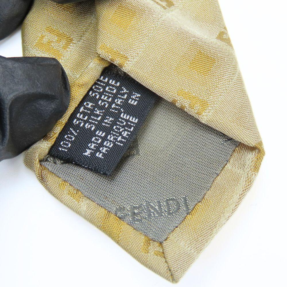 Used FENDI Tie Gloss Silk Gold Series Zucca Pattern