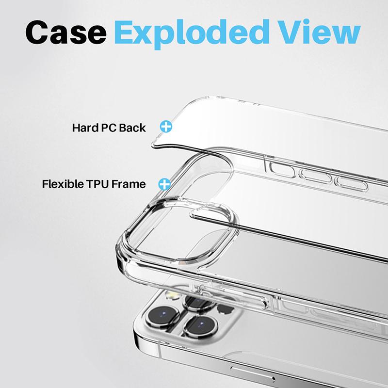 NORTHJO 5 In 1 For iPhone 16 Pro Max Case Clear PC+TPU Phone Cover with 2 Screen Film,2 Lens Film