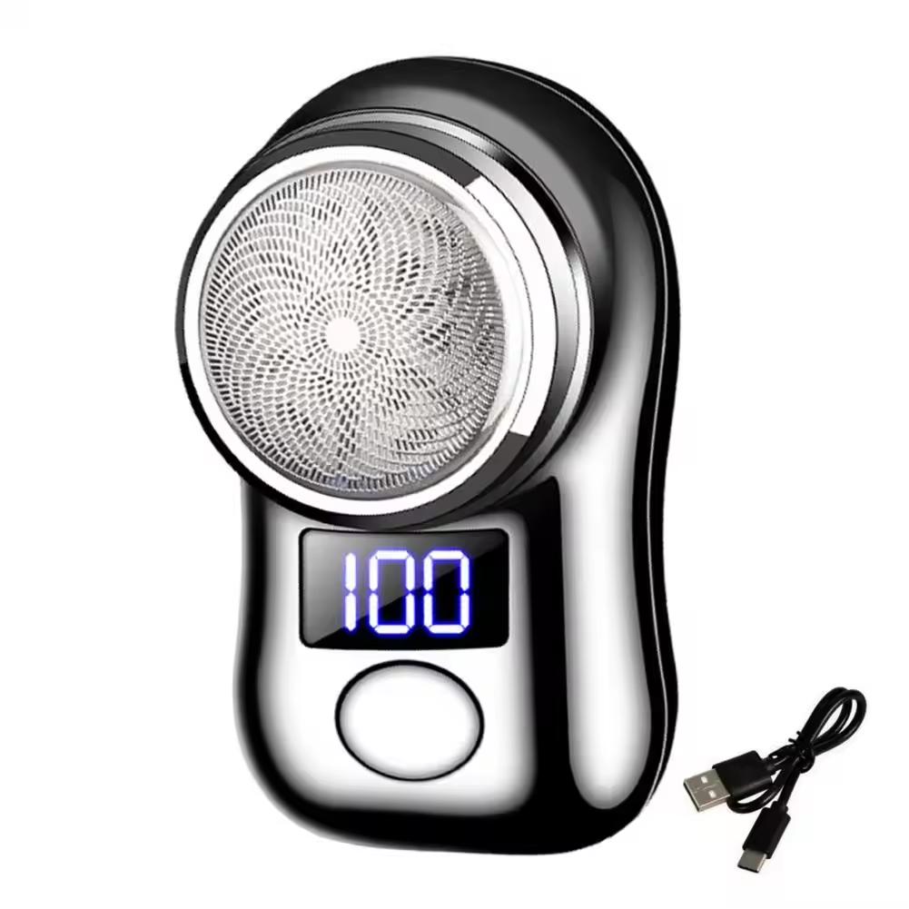 Electric Shaver 1PCSLED Display USB Charging Mini Travel Men's Rotary Shaver Cordless Beard Trimmer Removal Tool