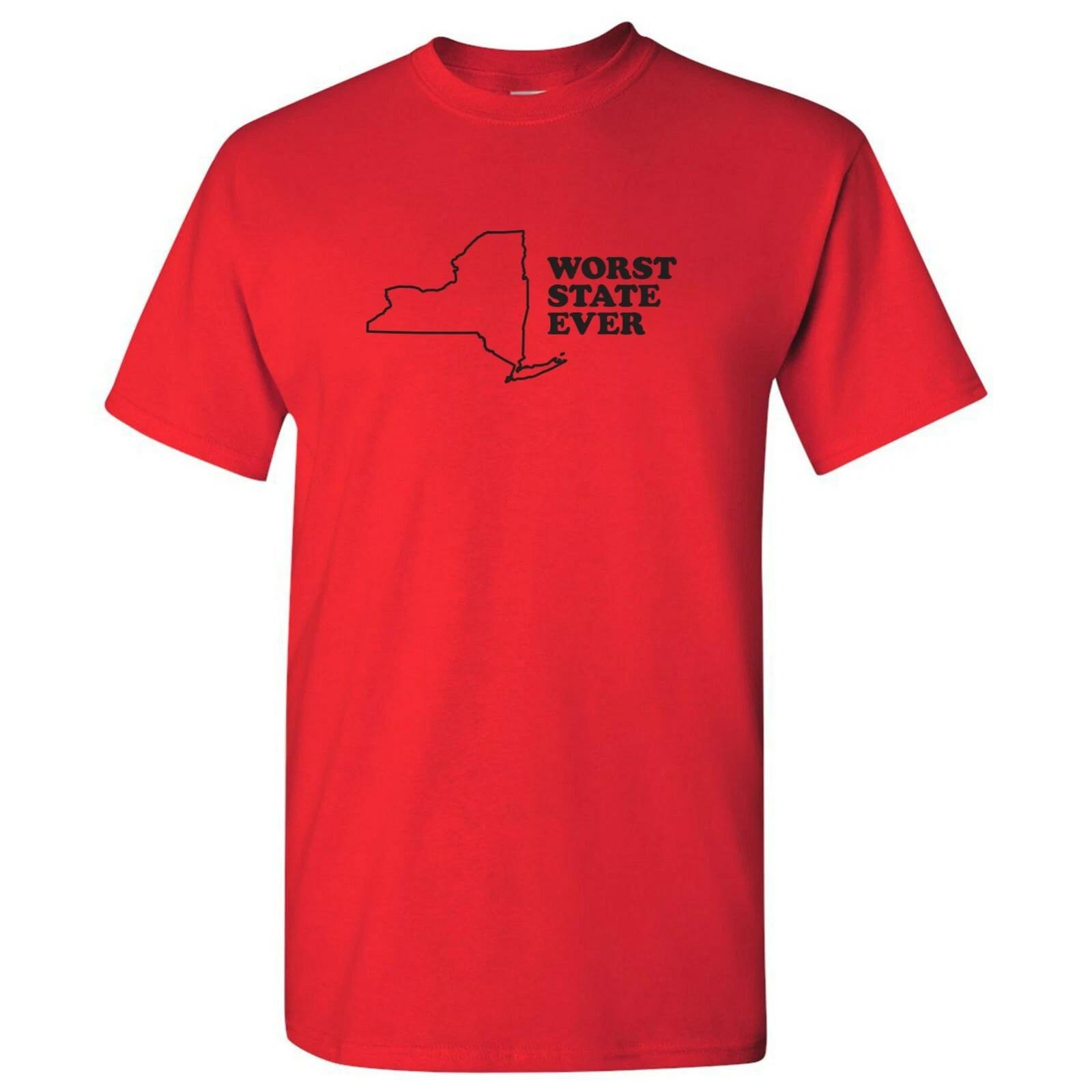 

New York Worst State Ever Basic Cotton T-Shirt - Red S
