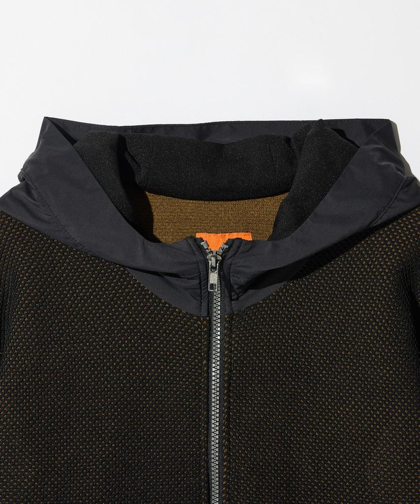 Stco Nylon Contrast Zip-Up Hoodie Knit_Black (Semi-Oversized Fit)_Swiwa04Nsb