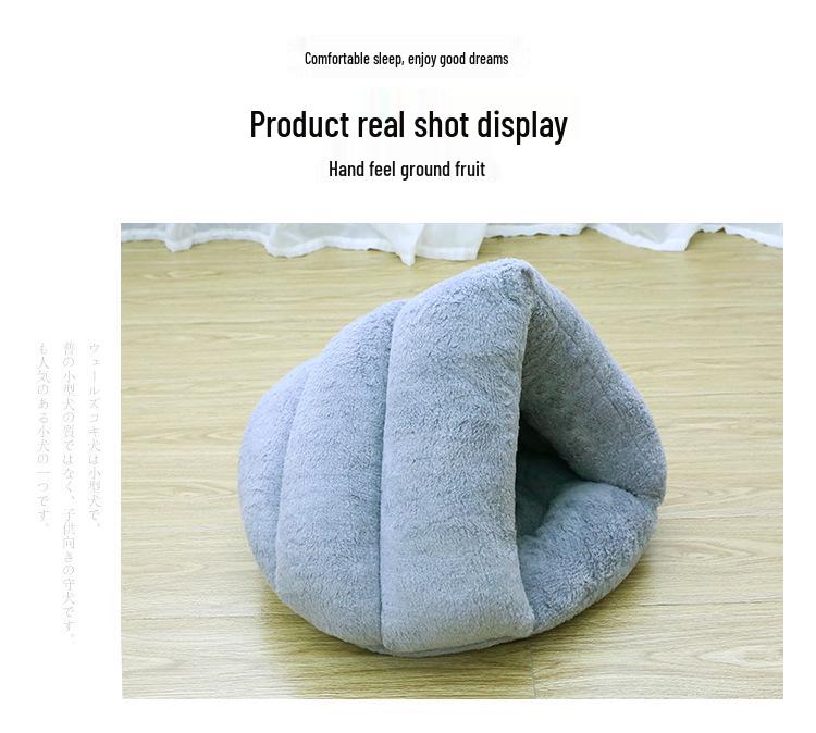 Four Seasons Semi-Enclosed Pet Bed: 3D Warm Cat and Small Dog Bed Slipper Mat