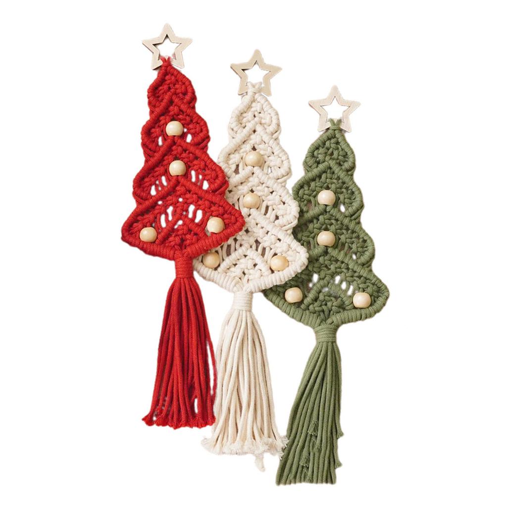 Bohemian Tassels Christmas Tree DIY Material Pack Set Handwork Wall Hanging XmasTree Macrames Kits for Living Room Decor