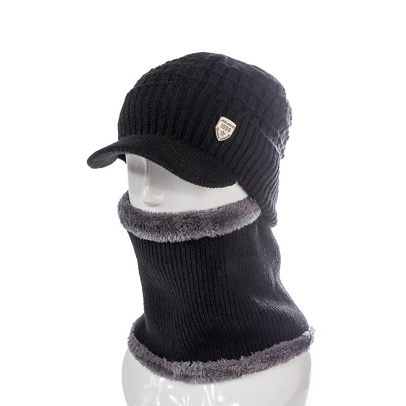 New High Quality Men Winter Hat With Brim 1998 Label Warm Suit For Men Outdoor Wool Keep Warm Fashion Knitted Hat