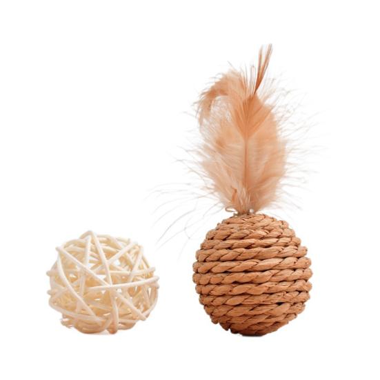 

1 Set Cat Toy Felt Sisal Rattan Ball Cat Scratching Post with Bell Feather Large Size Furniture Protection Cat Scratcher 1pc