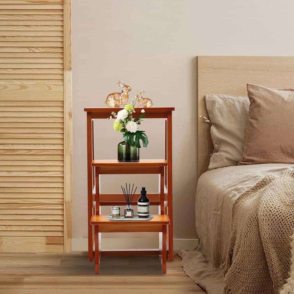 56x38x64cm 3 Levels Folding Library Ladder Chair Portable Multifunctional Step Stool Flower Display Stand