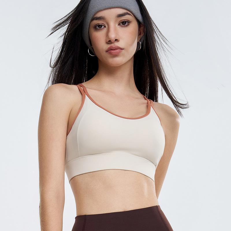 Women's Shockproof Sports Bra - Stylish Back Yoga Vest with Fixed Cup for Pilates and Fitness