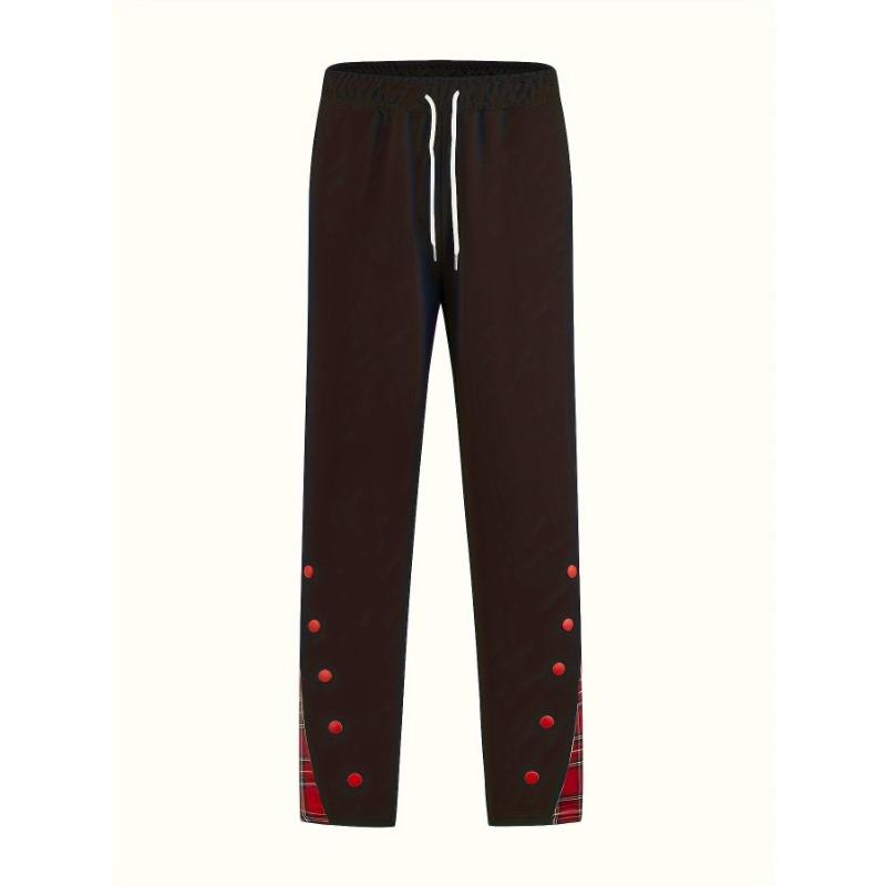 Men's Casual Pants New Sports Buttoned Colour Block Trousers Stylish