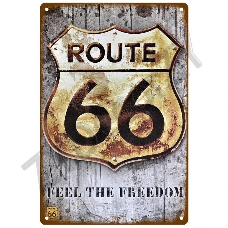 Route 66 Metal Sign House Plaque Metal Poster Tin Sign Plate Wall Posters Vintage Retro Aesthetic Room Decor Wall Art Decoration