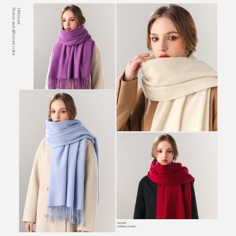 Pure Wool Scarf Winter Men and Women Senior Couple Grey Scarf Shawl Gift Boyfriend Birthday Gift