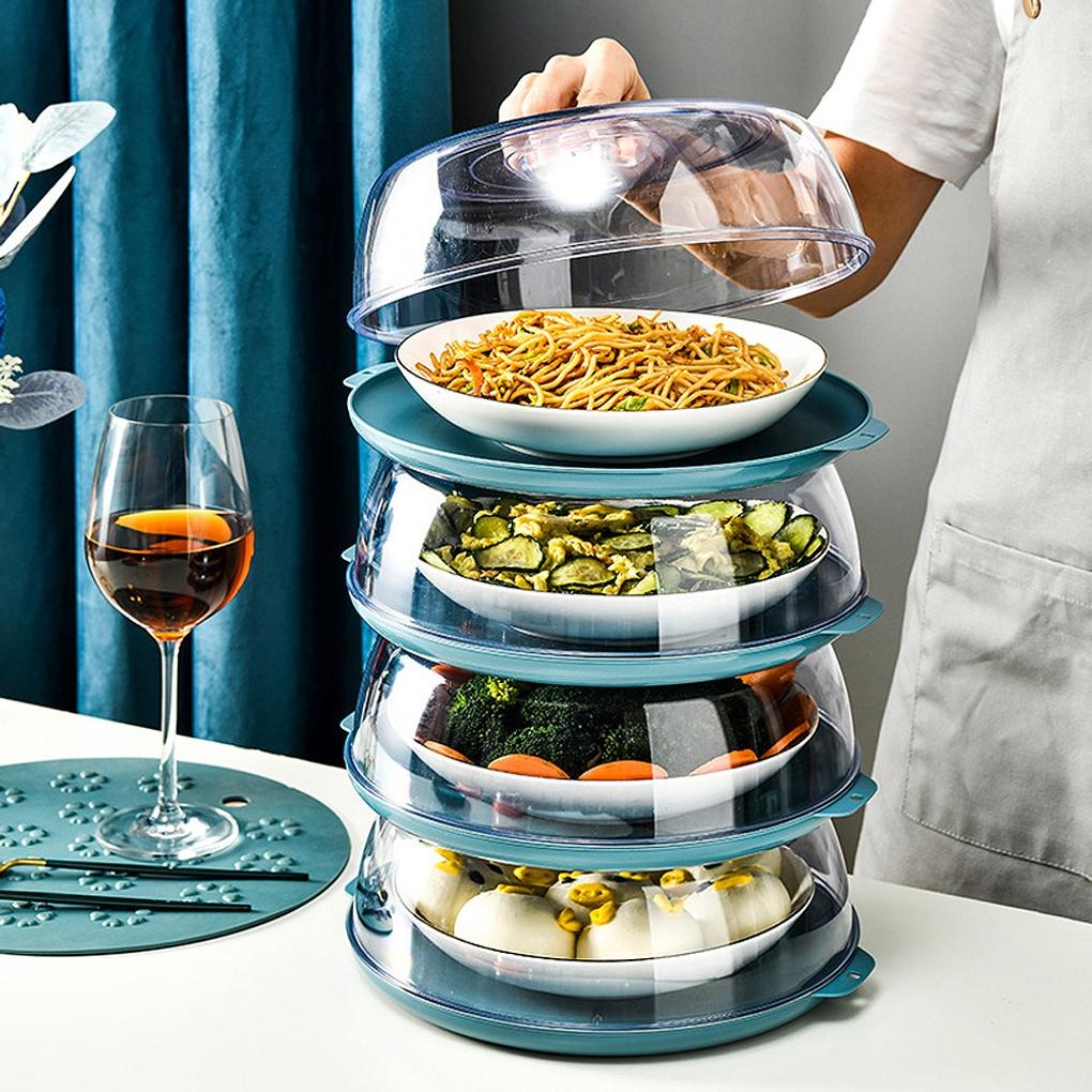 5-Tier Food Storage Case Hygienic Fruit Side Dish Cover Blue