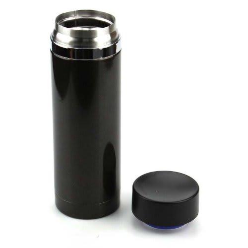 Pearl Metal 300ml Stainless Steel Water Bottle, Direct Drinking, Black Leather, Premium My Cafe Slim, H-6934