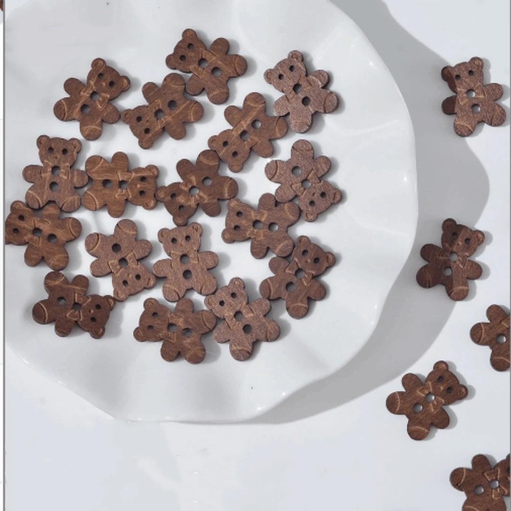 20 Pcs Bear Cat Shape Buttons Wooden Sewing Buttons Creative Projects Fish Buttons Clothing Sewing