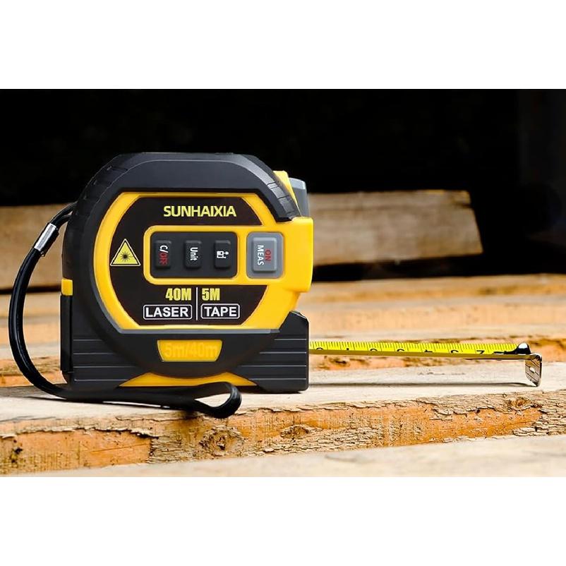 Laser Tape Measure, 3 In 1 Digital Laser Distance Meters with LCD Display & self-Locking Device, 131/ft40m Rechargeable Laser Measurement Tool & 5m
