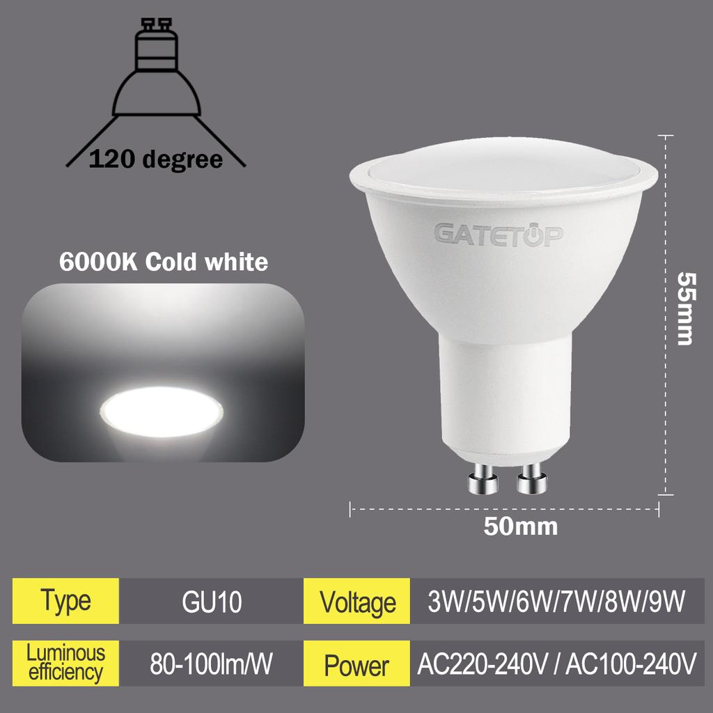 1-10pcs Foco GU10 Spotlight Bulb AC220V 110V LED Lighting 3W 5W 6W 7W 8W 9W Can Replace The 50W Halogen Lamp Lampara Led