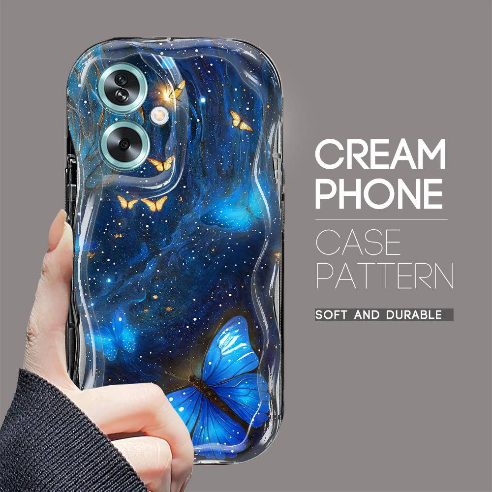 Cute Cartoon Pattern Cream Texture Casing Wavy Edge Soft Silicone Cover Phone Case for OPPO Reno Realme