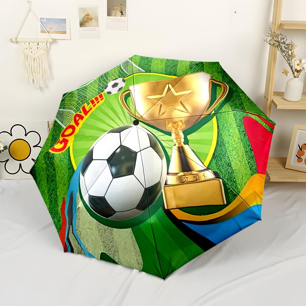 Soccer Trophy Celebration Compact Travel Automatic Umbrella Compact 8-Rib Lightweight Lightweight All-Season Travel Stylish Accessory
