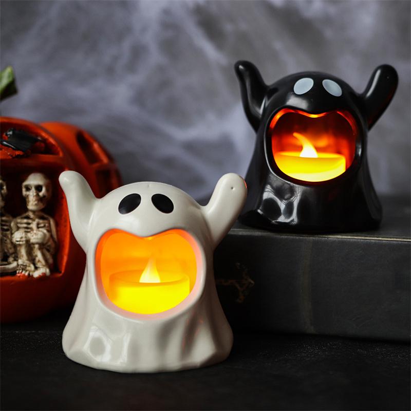 

Halloween Candle Light Led Horror Ghosts Ornament Light Halloween Party Desktop Decoration Atmosphere Layout Props чёрный