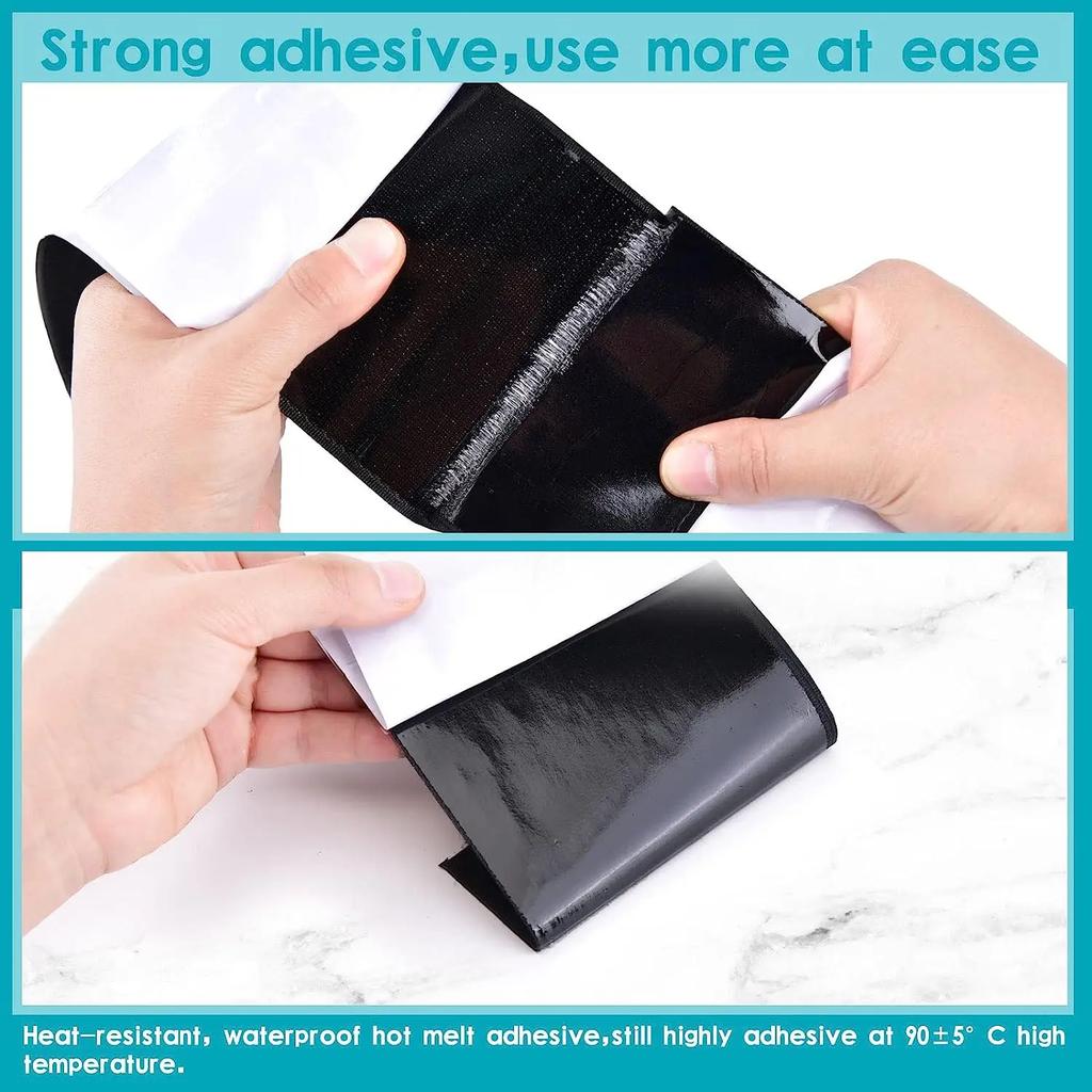 1Set/2pcs Strong Self Adhesive Fastener Hook and Loop Strips with Glue Double-Side Mounting Tapes DIY Craft Accessories Black