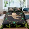 Cartoon Sloth King Queen Duvet Cover Kids Cute Animal Bedding Set Bathtub Decor Blue Comforter Cover Soft Polyester Quilt Cover
