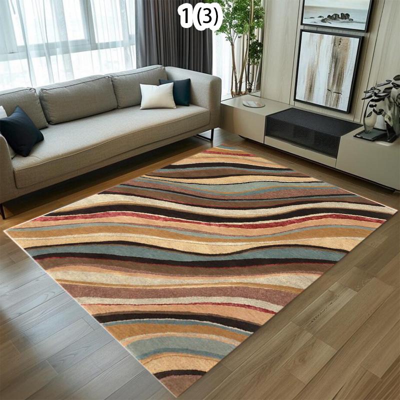 Modern Wavy Stripe Area Rug Abstract Fluid Curve Non-Slip Floor Carpet Boho Minimalist Home Decor for Bedroom Living Room