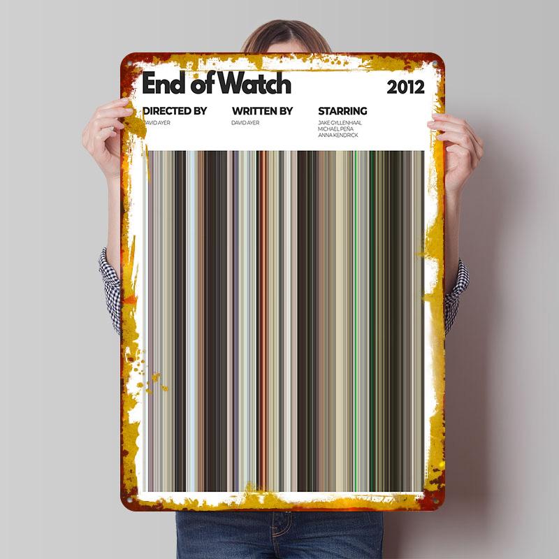 

End of Watch Movie Print Printed Poster Customized Wall Art Retro Vintage Metal Tin Signs for Setup Decorations Wand Deko Decor 7.9x11.8In(20x30cm)