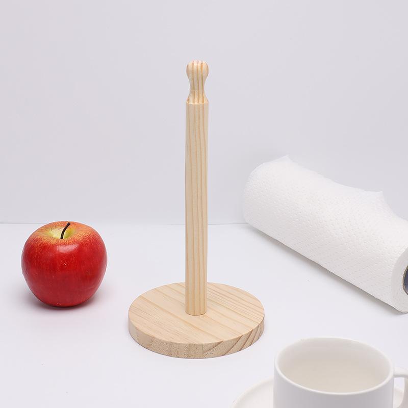 

Fashionable Solid Wood Dining Table Tissue Holder Wooden Household Storage Roll Paper Holder Vertical Cling Film Storage Rack