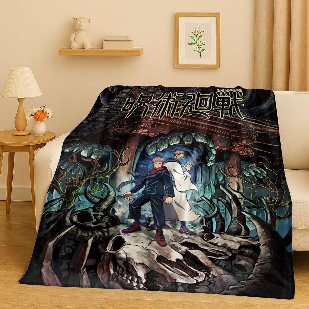 Anime Jujutsu Kaisen Cartoon Itadori Yuj Flanelldecke, Ultraweiche Warme Plüschdecke für Zuhause Schlafzimmer Bett Sofa Abdeckung Kindergeschenk