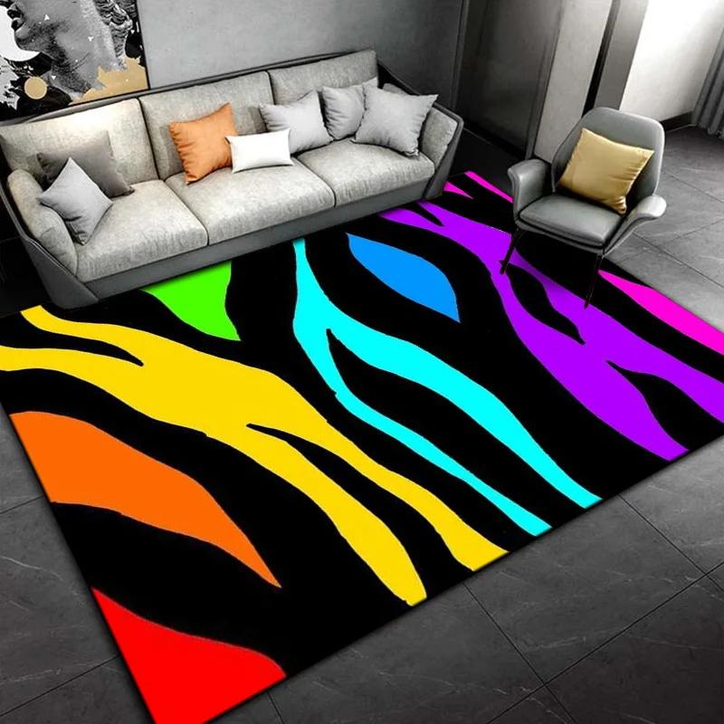 Black White Print Zebra Pattern Area Rug Large,Carpet Rug for Living Room Bedroom Kitchen Doormat Decoration,Non-slip Floor Rug
