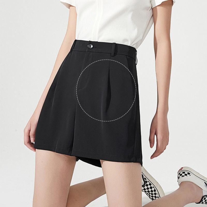 

2026 Summer Women s High-Waisted Slimming Wide-Leg Suit Shorts 2XL (Recommended for 67-73 kg) чёрный