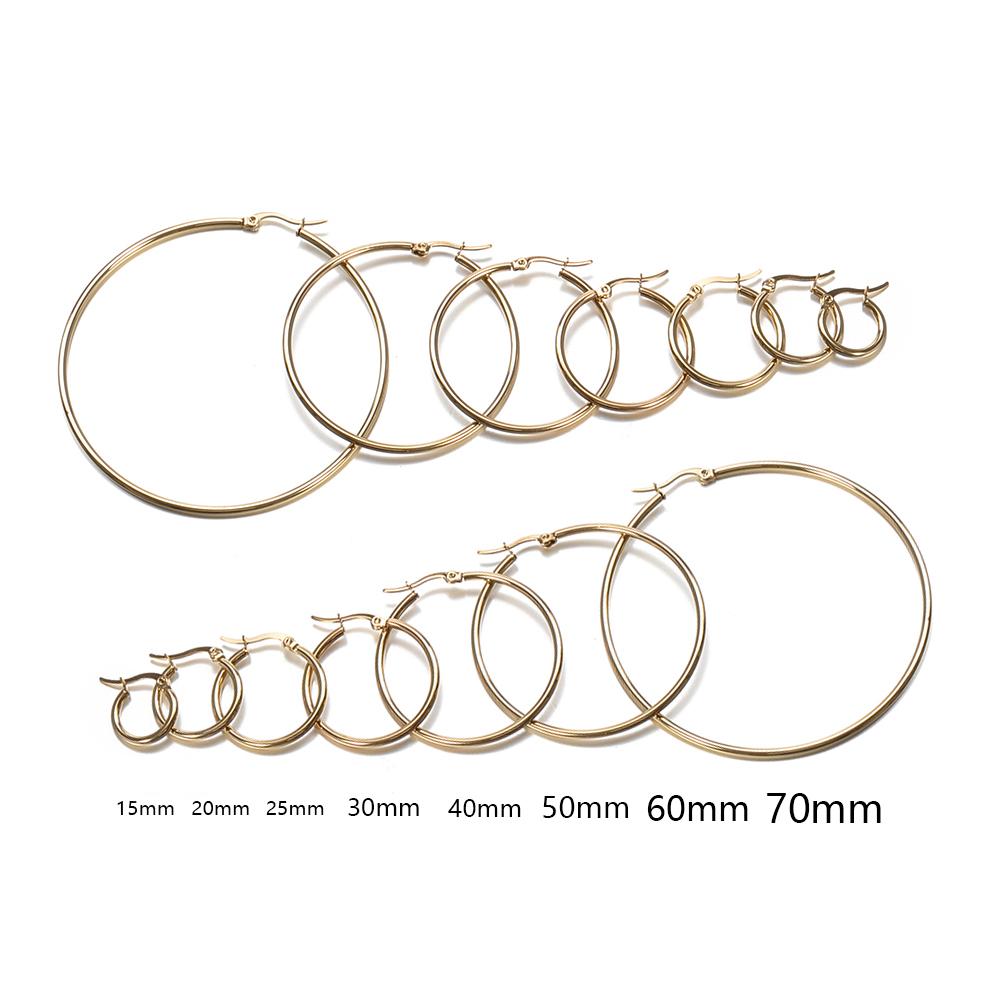 10pcs Gold 316L Stainless Steel Open Earrings Circle 15 20 25 40mm Earring Hooks Base Ear Ring for Jewelry Making Components DIY
