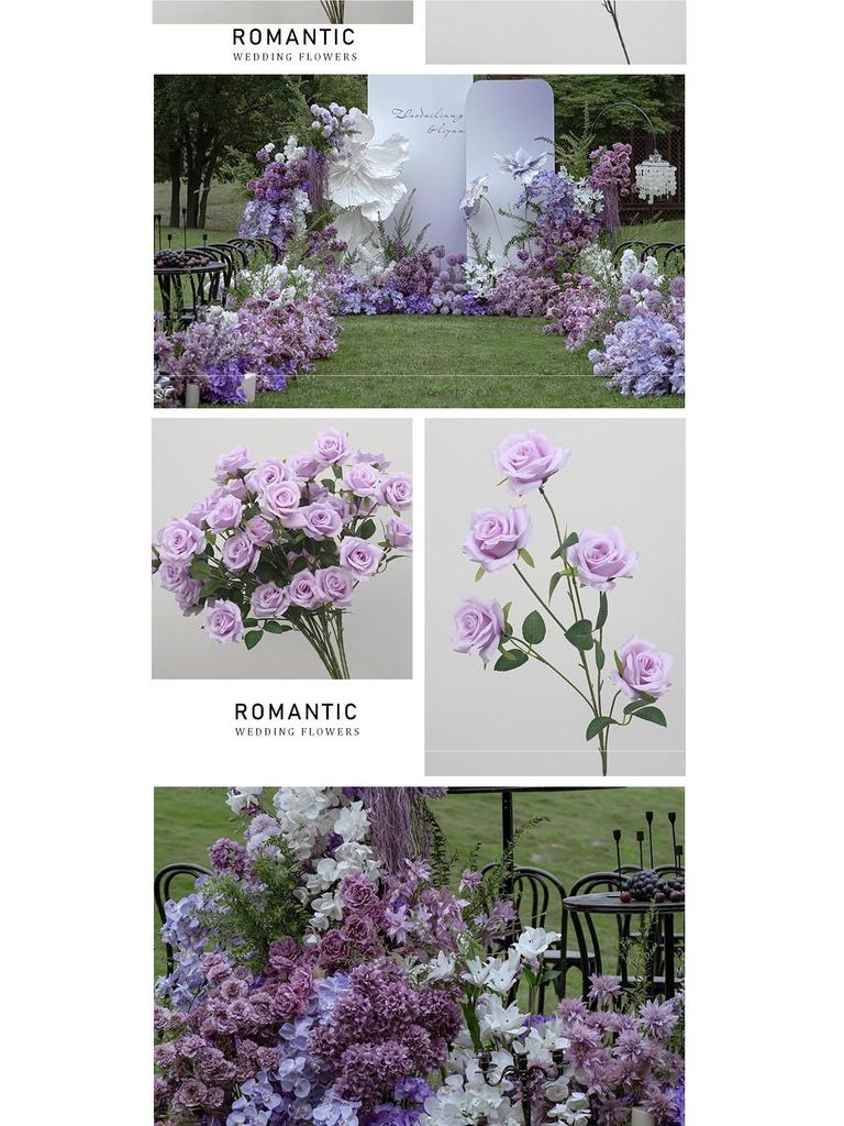 10-Piece Purple Series Artificial Floral Set: Ground Row, Aisle, and Burgundy Wedding Decoration Flowers