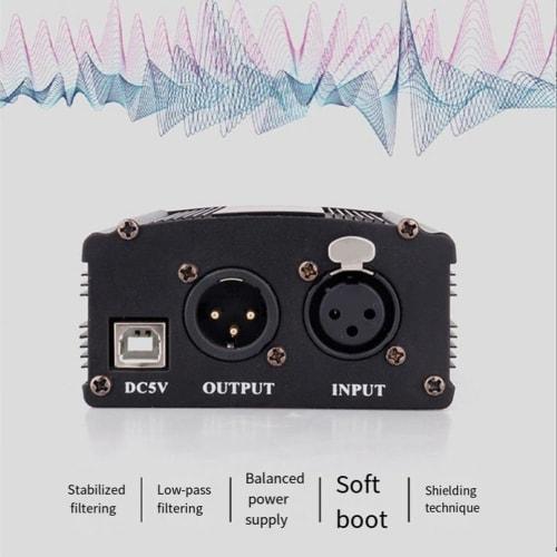 Roisin 1-Channel 48V Phantom Power with XLR 3-Pin Microphone Cable for Music Recording Equipment