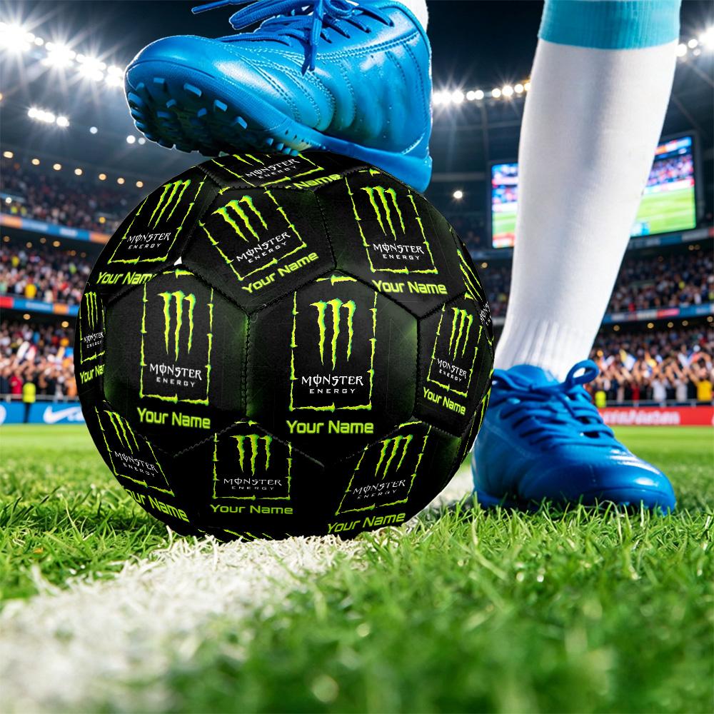 Monster Energy Size 5 Football, Custom Name Text Personalized Soccer Ball Sport Training Gift