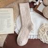 Wool Socks Mid-Tube Socks Season Warm Solid Color Boneless Confinement Socks Plush Thickened Cashmere Pile Socks For Women