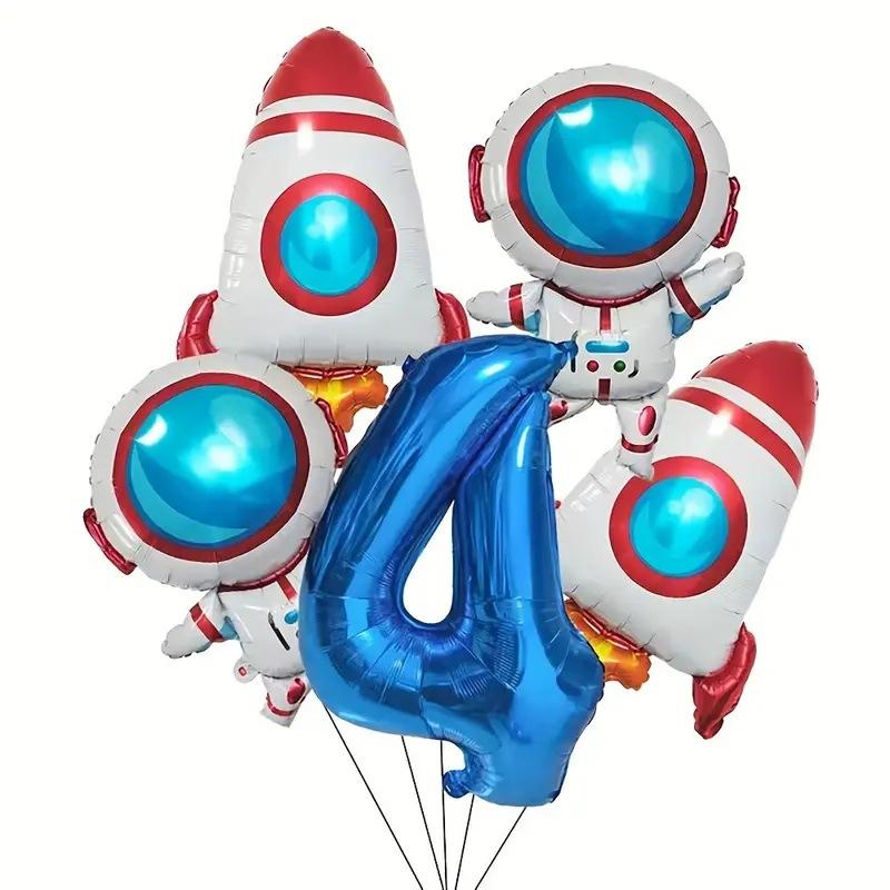 

5 шт. Астронавт Внешних Планет Космическая Тема Фольгированные Шары 32 Дюйма Синие Цифровые 0-9 День Рождения Гелиевый Шар Детская Вечеринка Number&32inch
