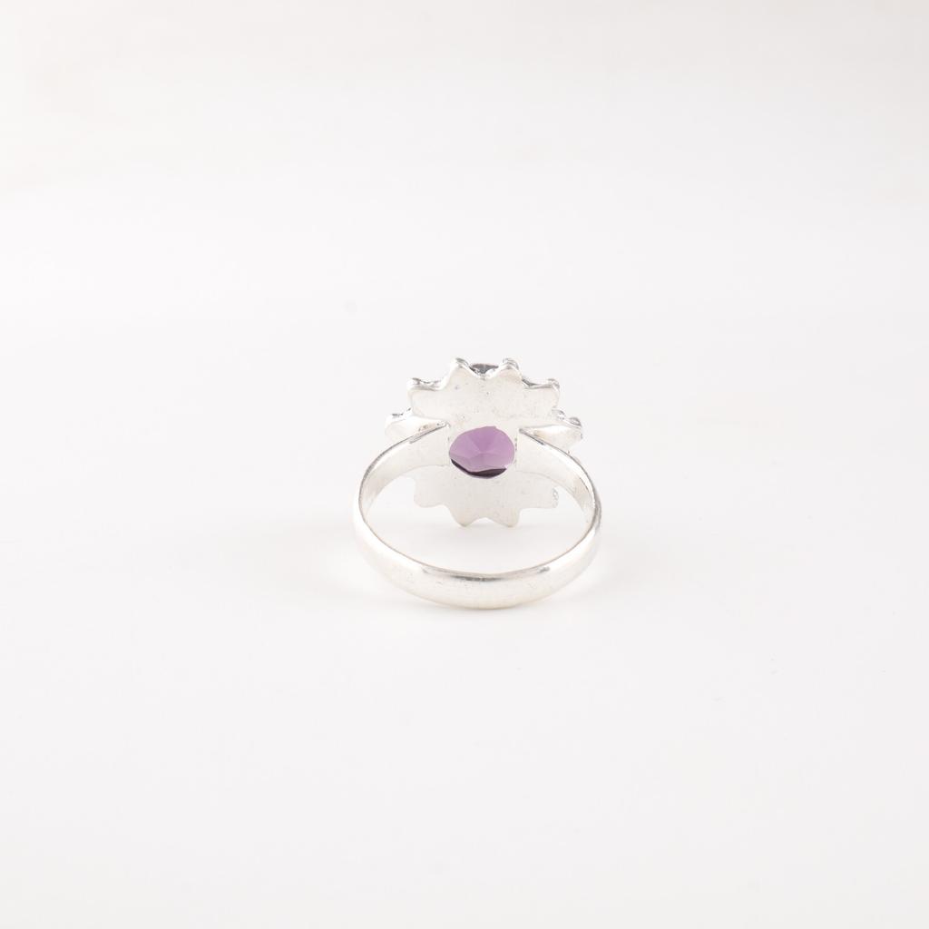 925 Sterling Silver African Amethyst Gemstone Handmade Jewelry Ring For Wedding RR-7-5