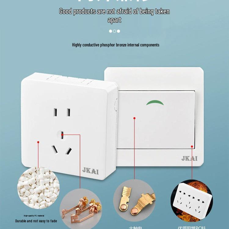 Surface-Mounted Integrated Switch Panel: One-Gang Single-Control, Two-Gang Double-Control, Wall Light Switch with Five Holes.