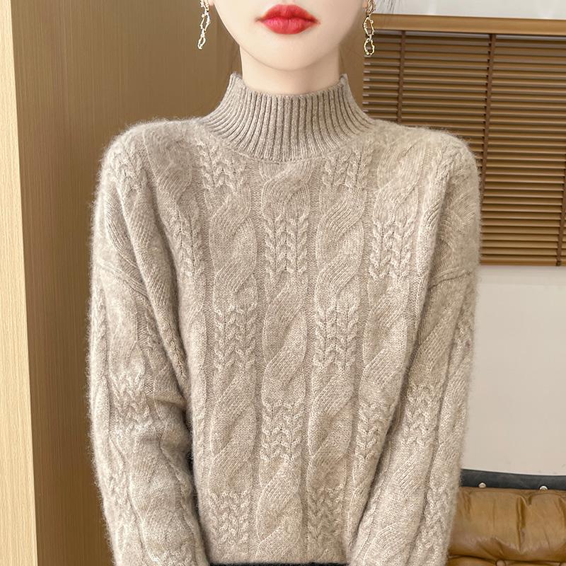 Women's Cashmere Sweater Qinghe Cashmere 30% Cashmere 70% Wool Autumn and Winter Pullover Warm and Fashionable