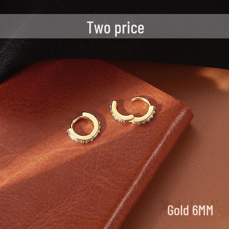 925 Sterling Silver Stud Earrings & Diamond-Set Ear Cuffs: Women's Elegant Hoop Jewelry for Pierced Ears - INS Style