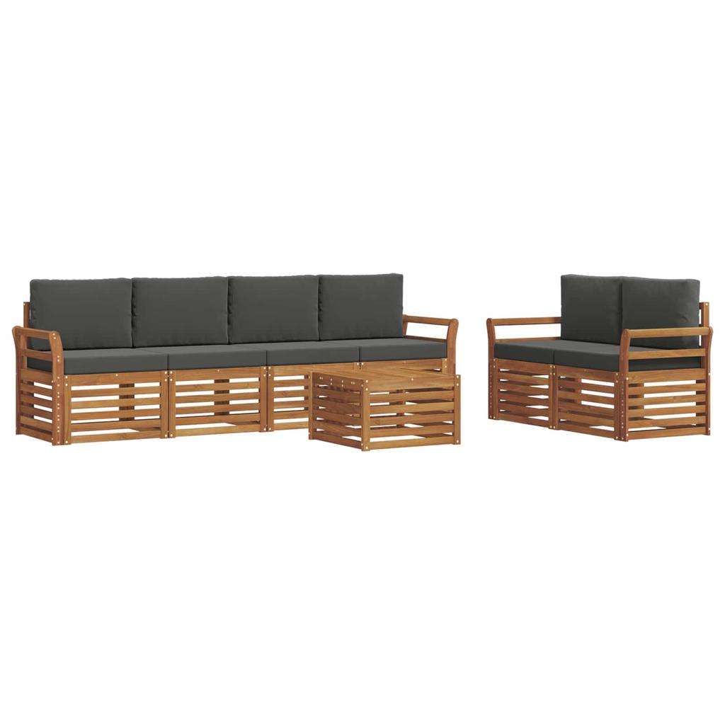 Outdoor Sofa Set with Cushions 7 Pcs Natural and Anthracite