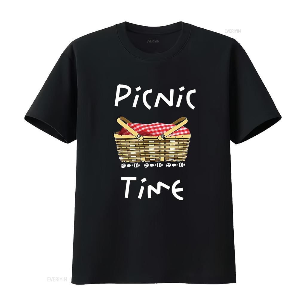 Picnic Time Ants Carry Off the Basket Funny Design T Shirt Vintage Washed Breathable Fashion Unisex Versatile