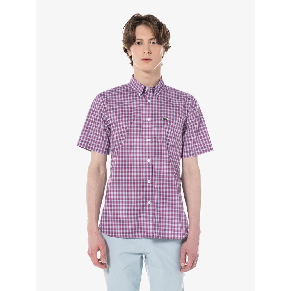

LacoSte Men S Short Sleeve Poplin Check Shirt Ch0744 54g Iny q2nCh0744 54gIny 042