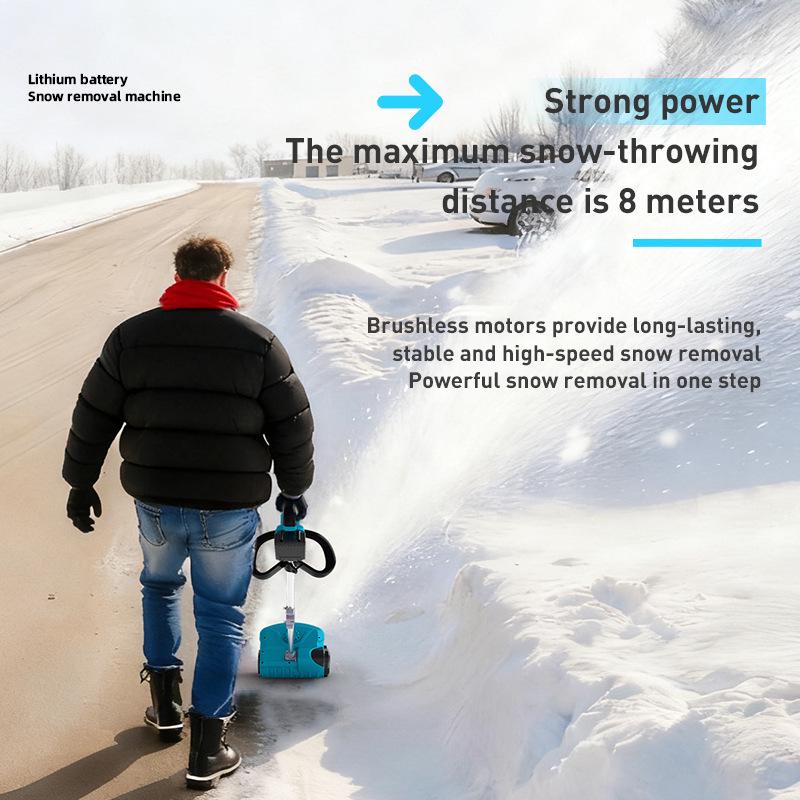 Compact Foldable Lithium Battery Snow Shovel - Portable Hand-Push Snow Sweeper for Easy Winter Outdoor Snow Removal.