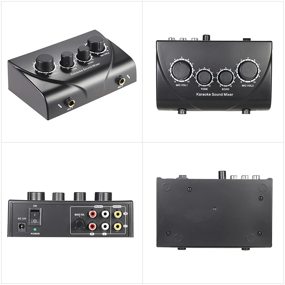 Btuty Karaoke Sound Mixer N-1 Dual Microphone Input with Cable Black