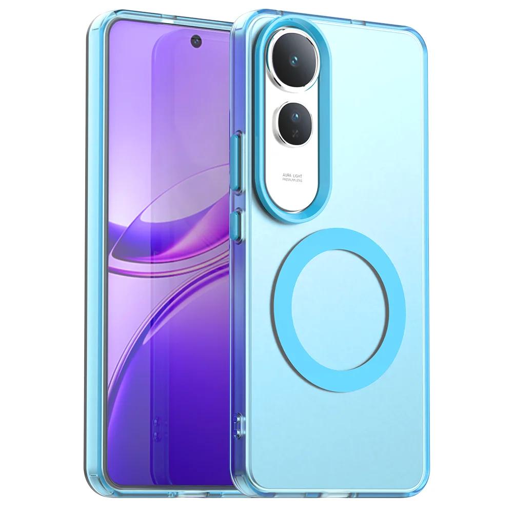 Magnetic Wireless Charging Case For Vivo V50 Lite 5G Cover Candy Colors Transparent Back Shell Fundas Coque