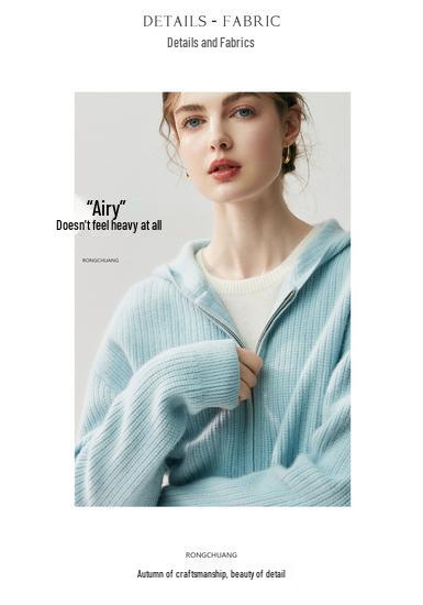 Old Money Style Women's Cashmere Waffle Knit Hooded Cardigan & Wide-Leg Pants Set - Autumn/Winter Edition